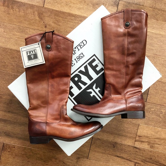 Frye Shoes - NWT Frye Cognac Tall Melissa Button Boots Sz 10